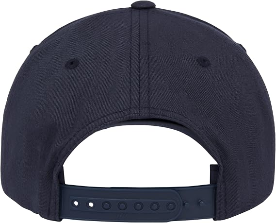 Yupoong 5-Panel Retro Snapback Hat for Men & Women, Cotton Baseball Cap with Permacurv Technology Navy