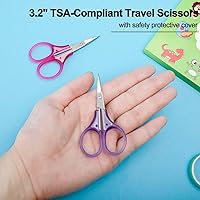 Vista 4 de Tijeras pequeñas para manualidades, tijeras de viaje pequeñas de 3 pulgadas que cumplen con la Tsa con tapa, tijeras afiladas para todo propósito