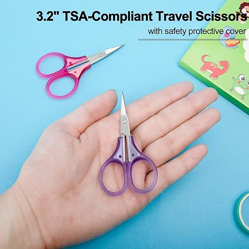Miniatura 4 de Tijeras pequeñas para manualidades, tijeras de viaje pequeñas de 3 pulgadas que cumplen con la Tsa con tapa, tijeras afiladas para todo propósito,