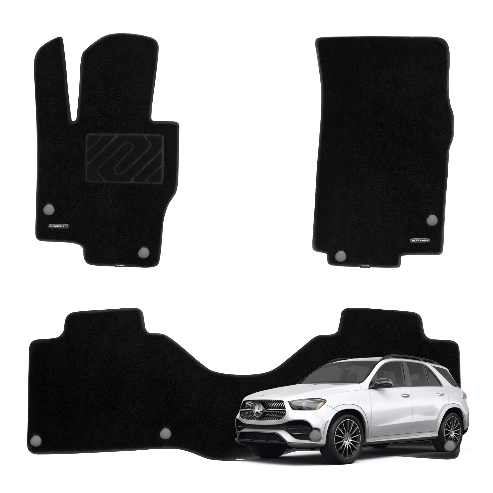WENNEBIRD Superior Carpet Floor Mats for 2020-2025 Mercedes-Benz GLE SUV (V167) (Not for Coupe), 0.5 Inch Thickness Rugs, Premium All Weather Anti-Slip Waterproof Floor Liners - 3pc