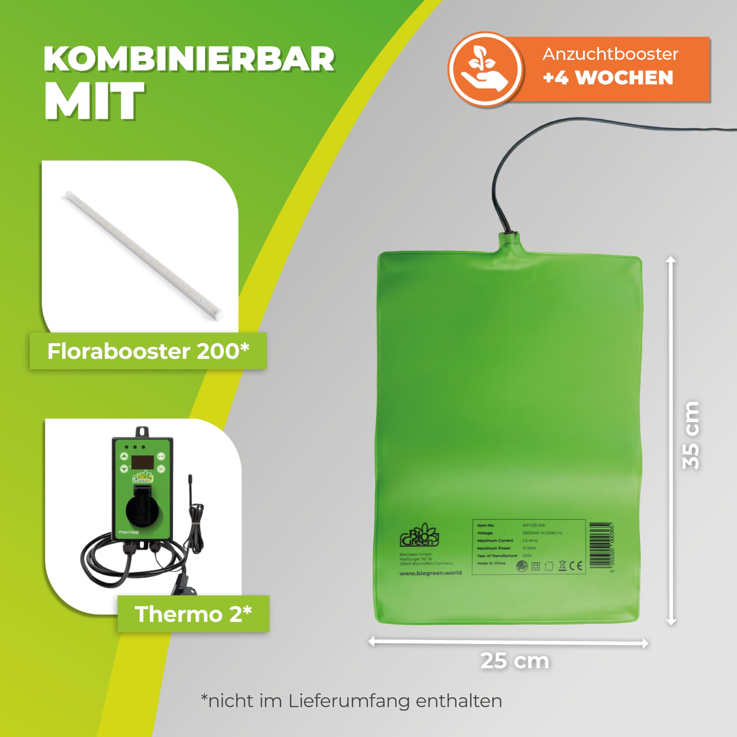Bio Green WP 025-035 Plaque chauffante 0, 25 x 0, 35 m 15 W
