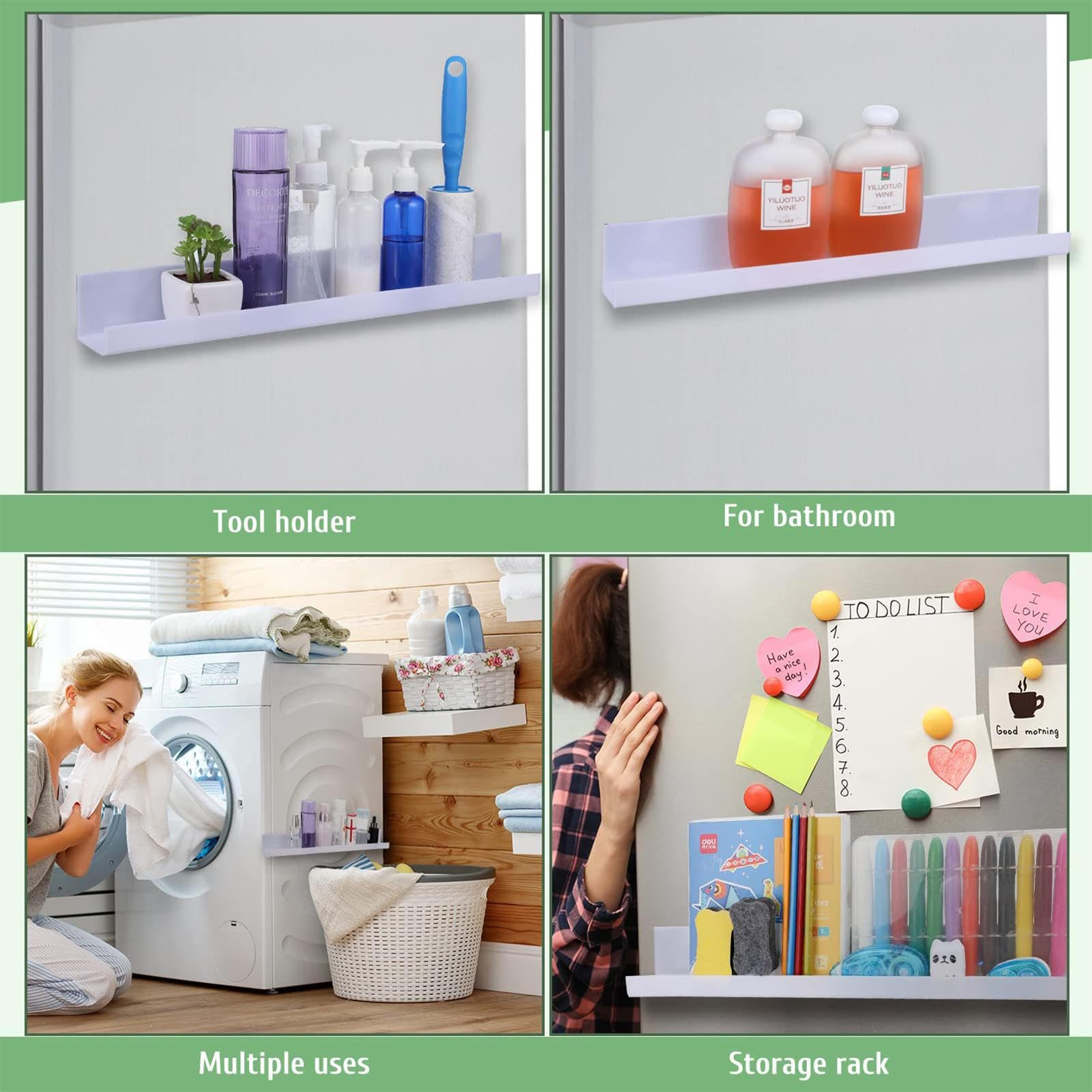 Étagère à Livres Magnétique Pour Tableau Blanc, 2 Pièces, 17 Pouces, Bibliothèque Magnétique En Métal Réutilisable, Peut Contenir 8.8 Lb, Présentoirs De Livres Magnétiques