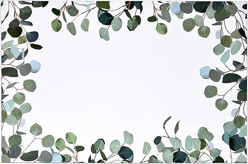 Gift Boutique 50 manteles individuales desechables de papel verde de eucalipto de 11 x 17 pulgadas, mantel individual recubierto de hojas verdes,