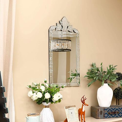 Miniatura 2 de KOHROS Espejo cuadrado montado en la pared, espejo veneciano decoración para la sala de estar, baño, dormitorio (ancho 24 pulgadas x alto 41