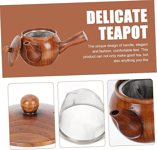 Miniatura 3 de Elegante tetera de madera con tetera de acero inoxidable para fiesta de té