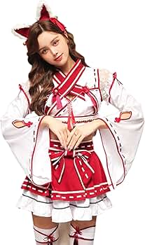 セクシー白キツネ巫女★ハロウィンコスプレマリームーン 和服 着物 けもみみ 狐 セクシー白キツネ巫女《ハロウィンコスプレ》【Malymoon/マリー