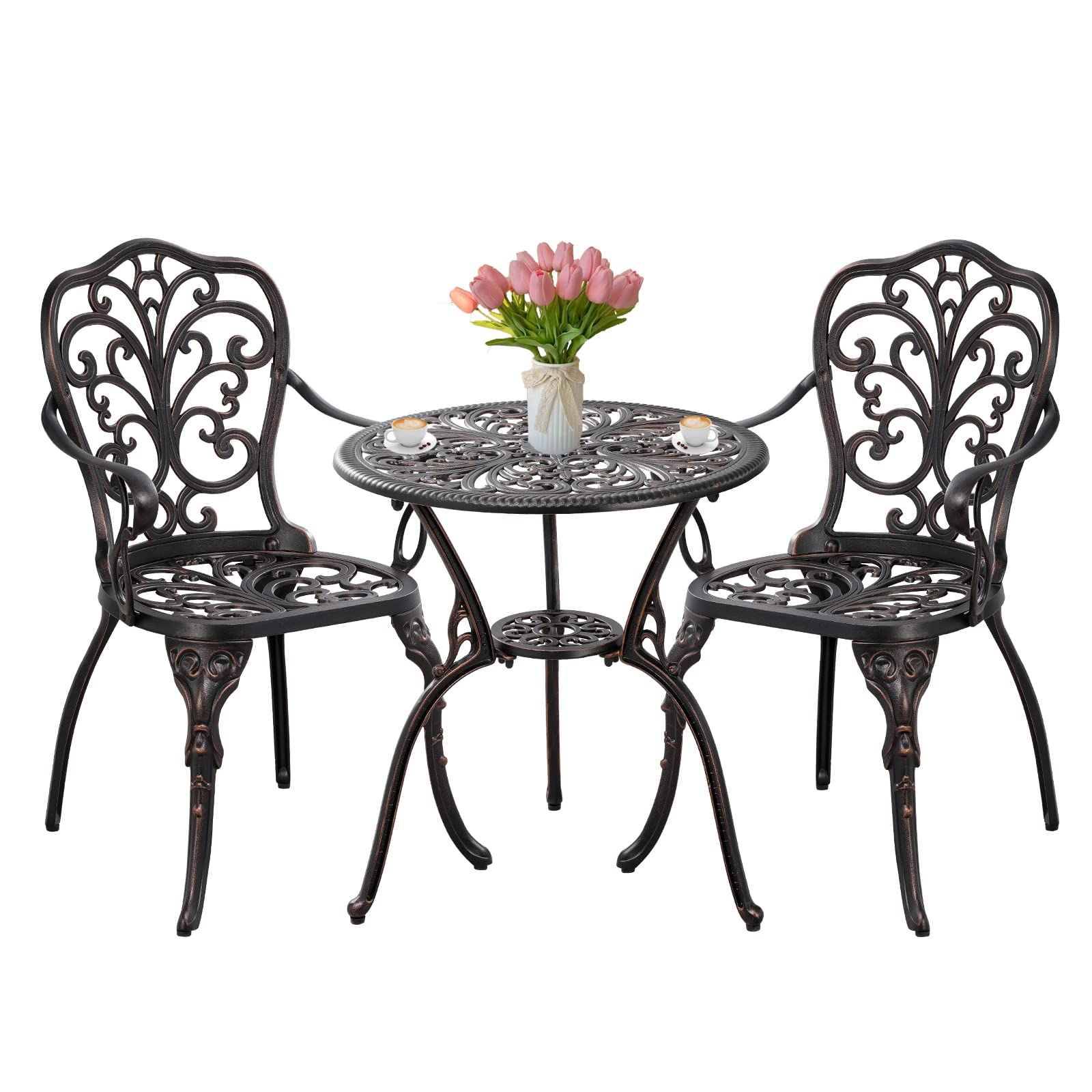 Withniture 3 Piece Bistro Set Cast Aluminum