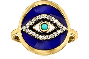 0.10 ct. t.w. White Topaz and Enamel Evil Eye Ring