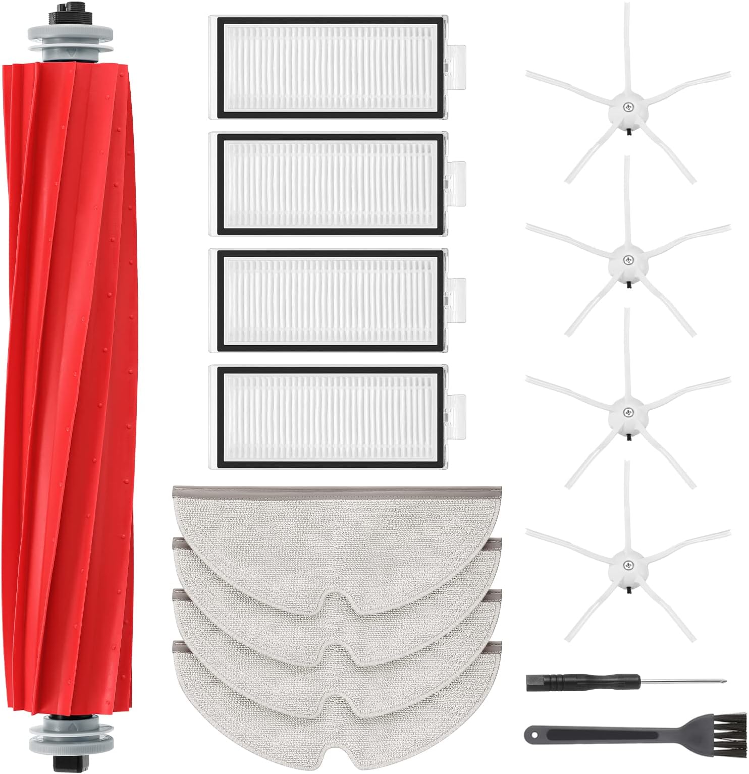 Q7 MAX Replacement Accessories Compatible with Roborock Q7 / Q7+/Q7 MAX / Q7 MAX + Vacuum Cleaner, 1 Main Brush, 4 Filters, 4 Wipes, 4 Side Brushes, 1 Brush Cleaning Tool - for Roborock Q7 Max