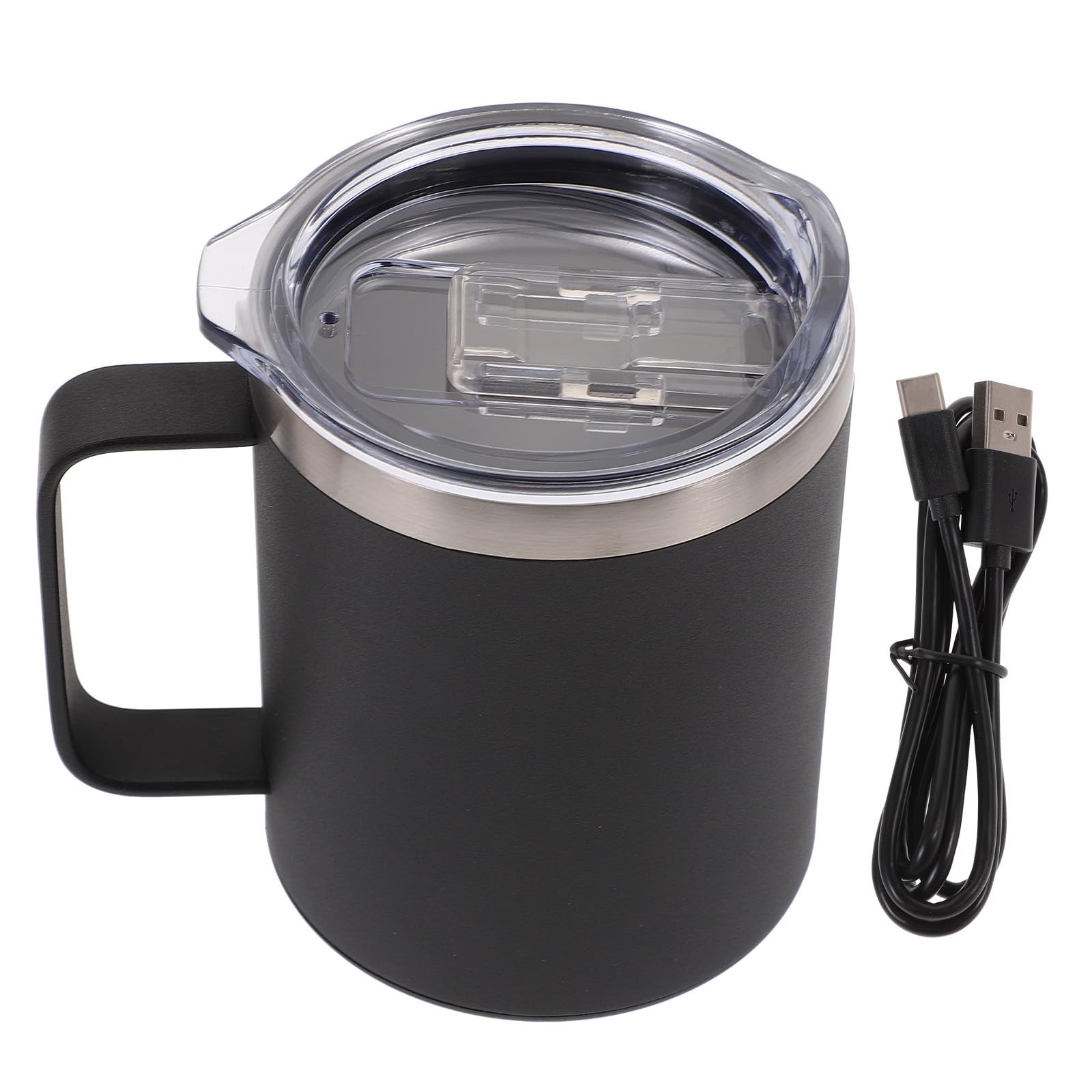 Tazza Termica in Acciaio Inox 300ml, Riscaldamento 55 Gradi | Ricarica Wireless, Rilevamento Intelligente, Protezione Surriscaldamento, Argento