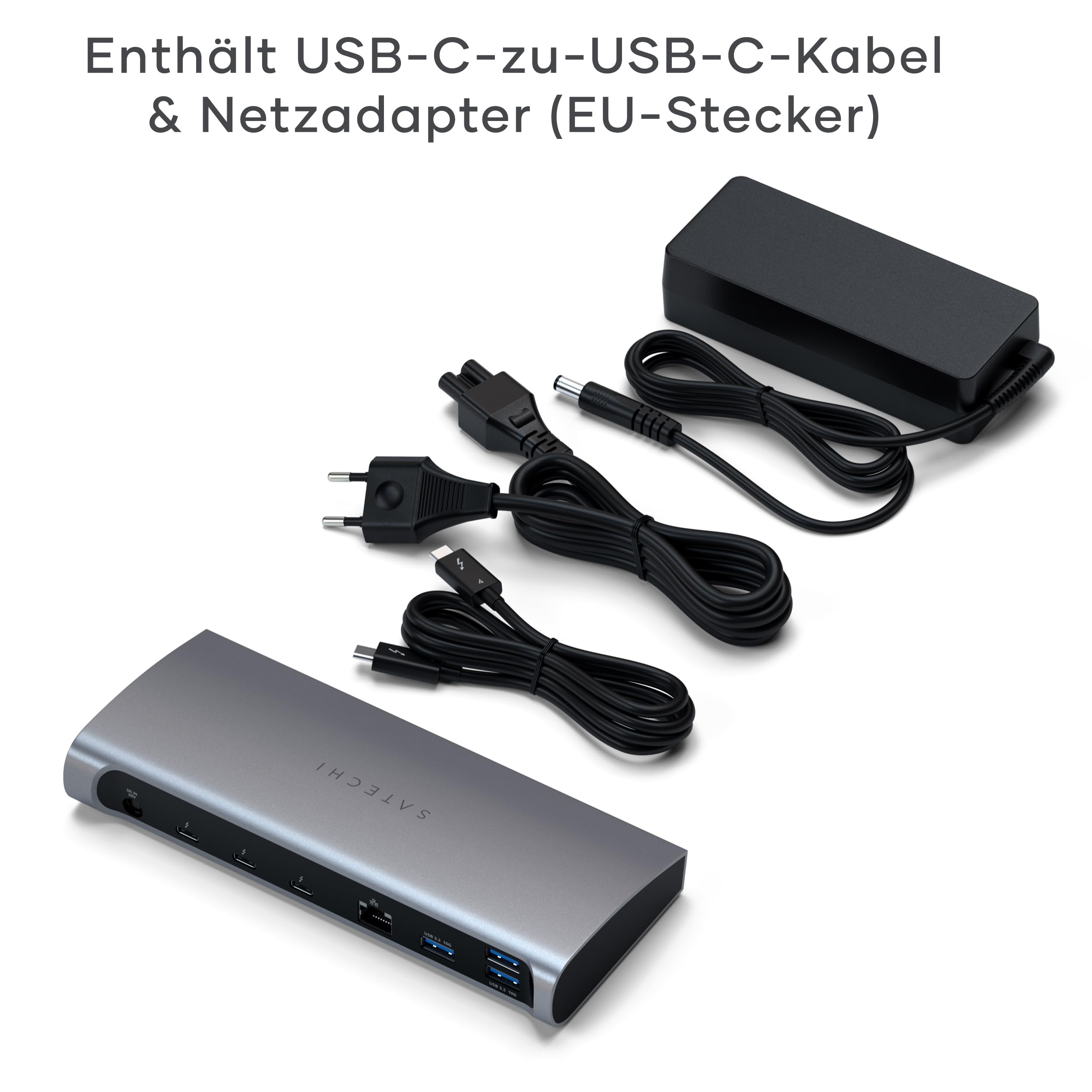 SATECHI 12-in-1 Thunderbolt-4 Dockingstation, 96 W, HDMI | 3 × Thunderbolt-4-Anschlüsse mit 40 Gbit/s, 4 USB-A Anschlüsse, 4K@60 Hz, Ethernet, SD-Kartenleser und Audio