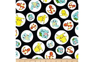 Kaufman Pokemon Characters Black, Quilting Fabric by the Yard