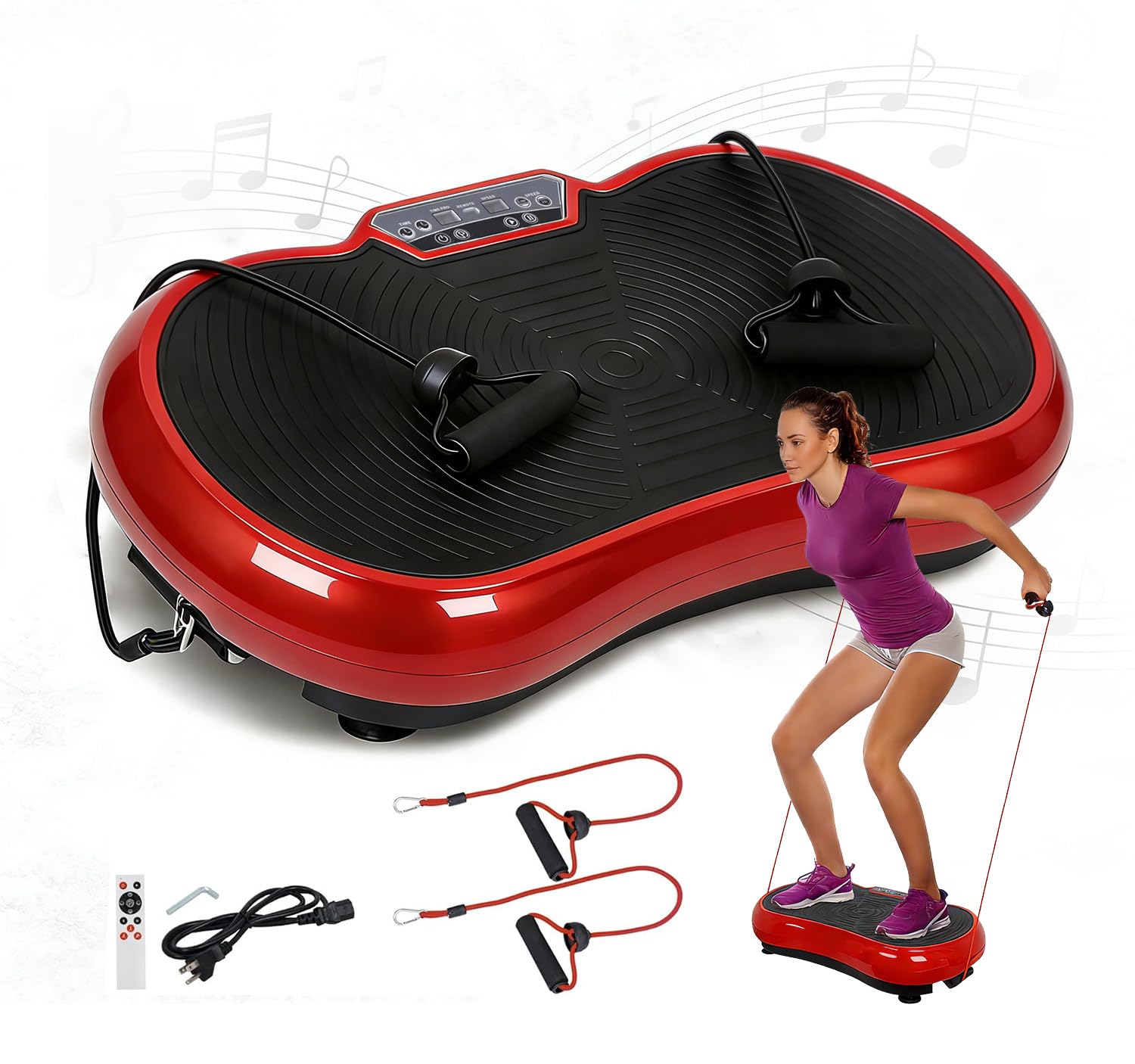 SUPER DEAL Pro Vibration Plate Exercise Machine - Whole Body Workout Vibration Fitness Platform Fit Massage Workout Trainer w/Loop Bands + Bluetooth + Remote, 99 Levels