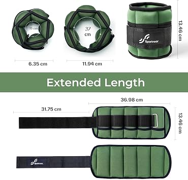 Sportneer Ankle Weights Adjustable Ankle Weights Set Wrist Strap 0.45kg - 2.25kg Each Ankle, 0.9kg - 4.5kg a Pair