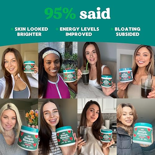 Miniatura 5 de Simply Blossom Nutrition Daily Greens & Superfood Powder + Colágeno + Probióticos para la salud digestiva de las mujeres y alivio de la hinchazón.