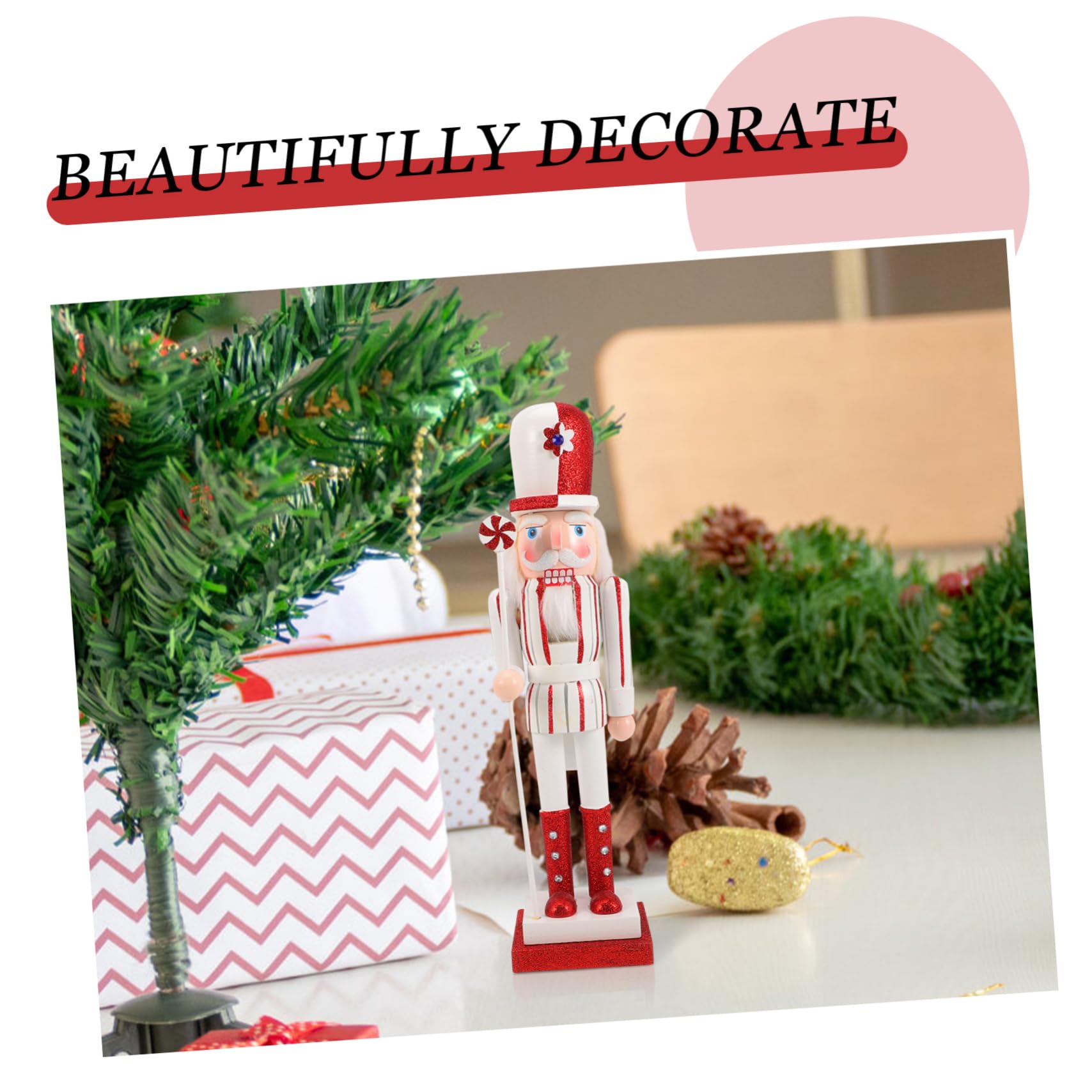 PRETYZOOM 2 Pezzi Di Schiaccianoci Natalizi in Legno Decorazione Da Tavolo Per Le Feste Di Natale Stile Tradizionale in Noce