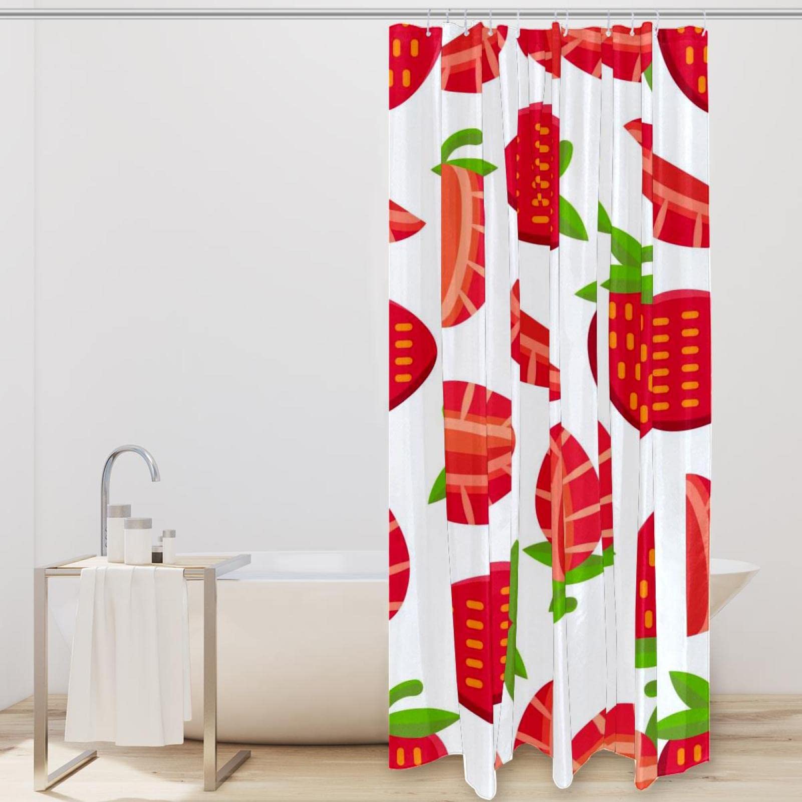 KOBLEN Tenda da doccia con fragole per bagno, set di tende