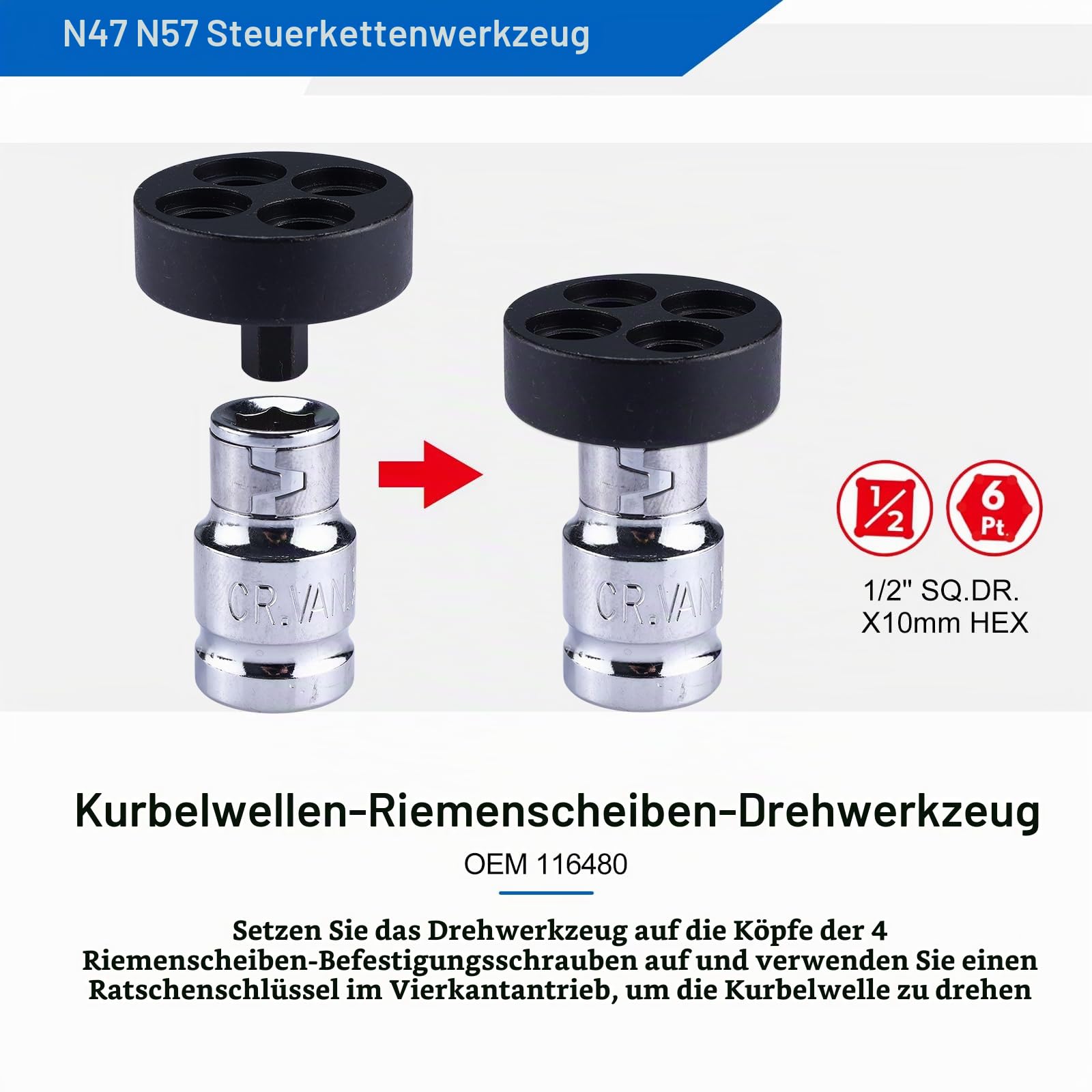 FreeTec 9tlg Steuerkette Werkzeug, Absteckwerkzeug Steuerkette Arretierwerkzeug Steuerkette, Motor Einstellwerkzeug Nockenwellen Kurbelwelle Werkzeug Set für BMW N47 N57