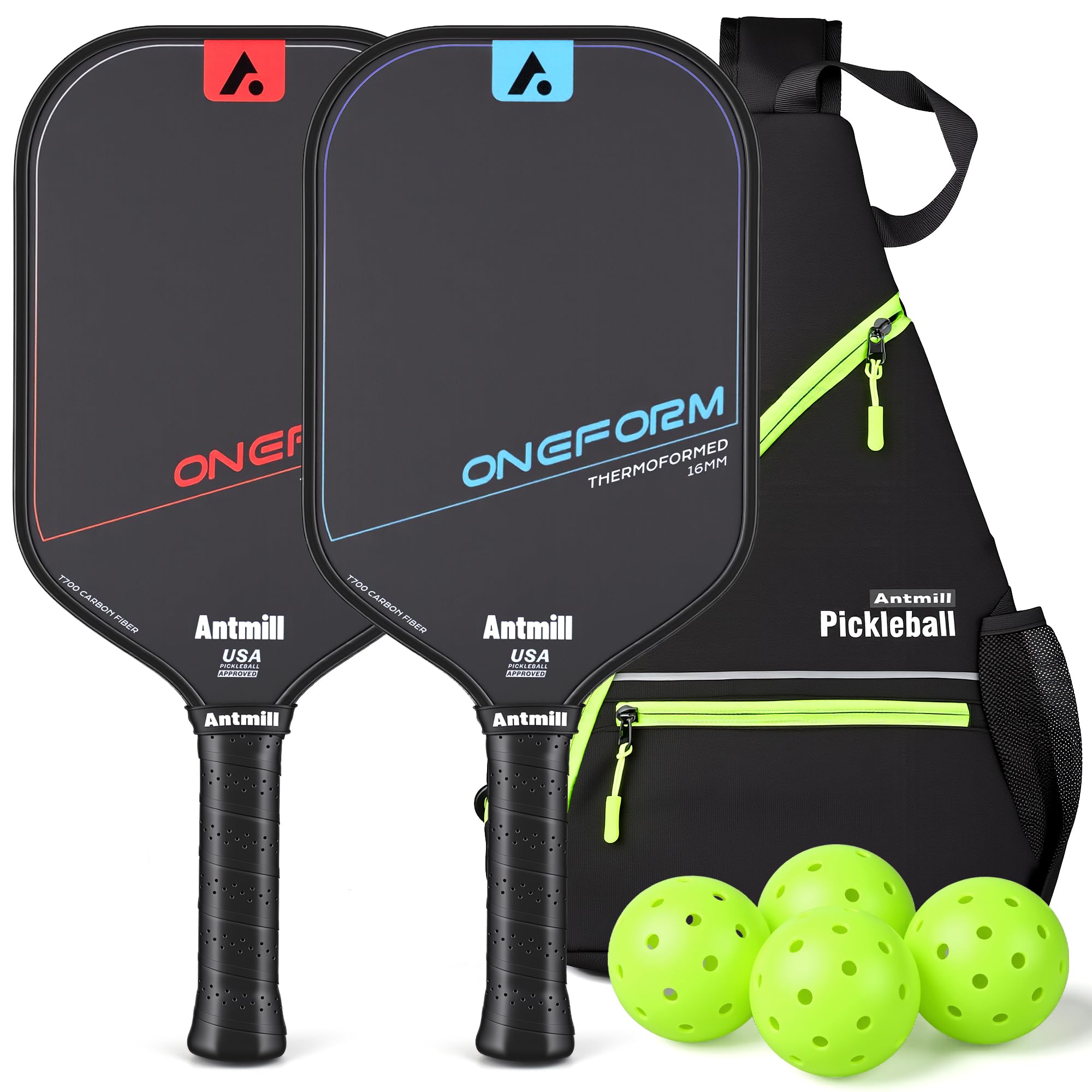 Pickleball Paddles Set of 2 – Thermoformed T700 Carbon Fiber Paddle Set, USAPA Approved