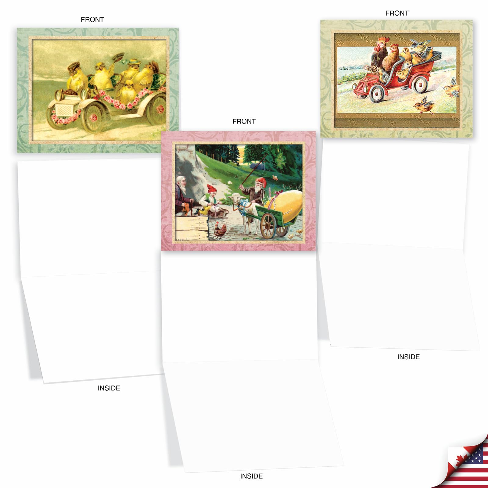 The Best Card Company - 20 Blanko-Notizen mit Umschlägen – Tiersortiment für alle Anlässe (10 Designs, je 2 Stück) – Frühlingsküken AM3196OCB-B2x10