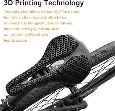 Bike Saddle - 3D Printed Carbon Road Bike Seat, Ultra Lightweight & Comfortable for Road, MTB, BMX, XC, Gravel Bicycles