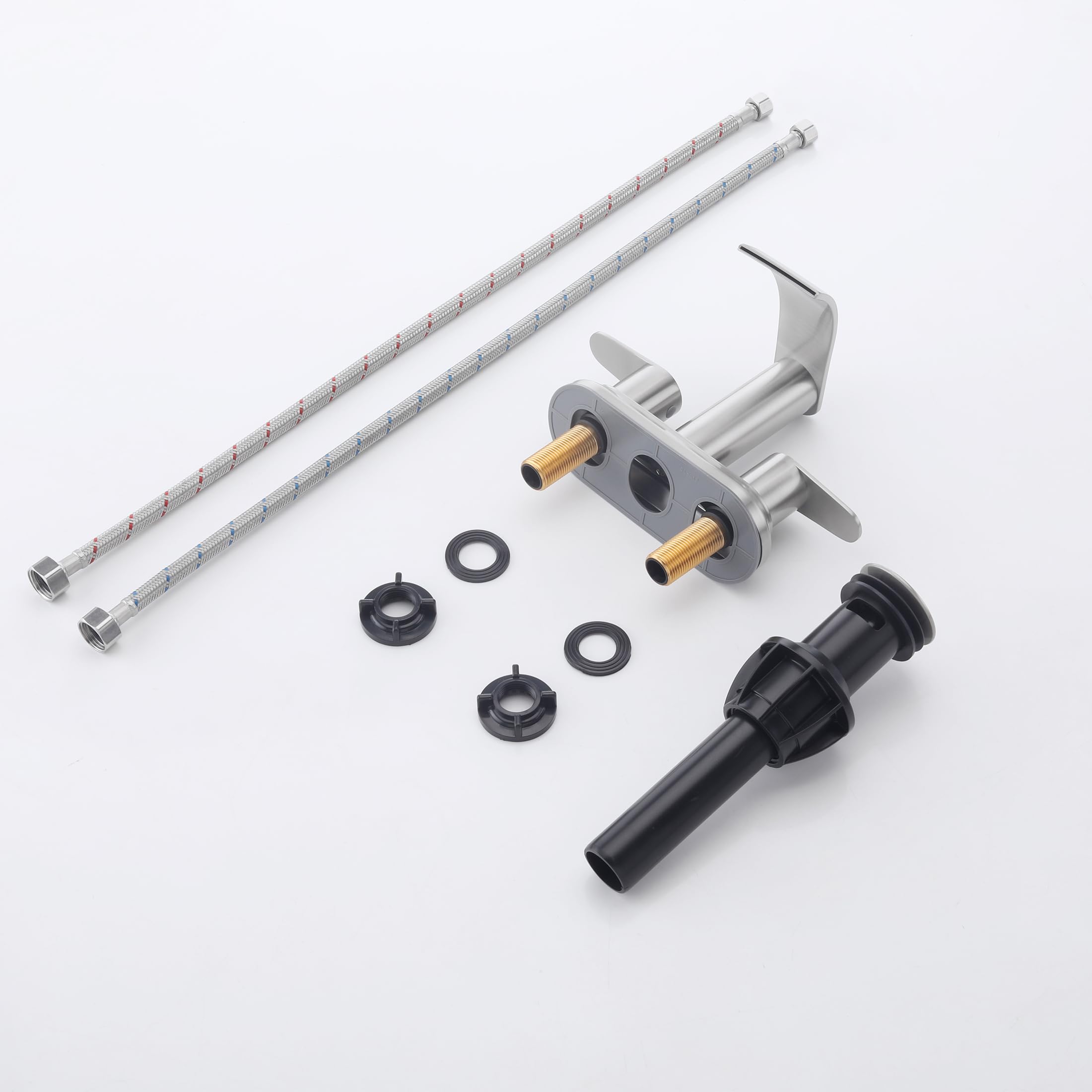 4 inch Centerset 3 Hole Bathroom Faucets Brushed Nickel Center Set Faucet with cUPC Supply Lines 2 Handle — view 7