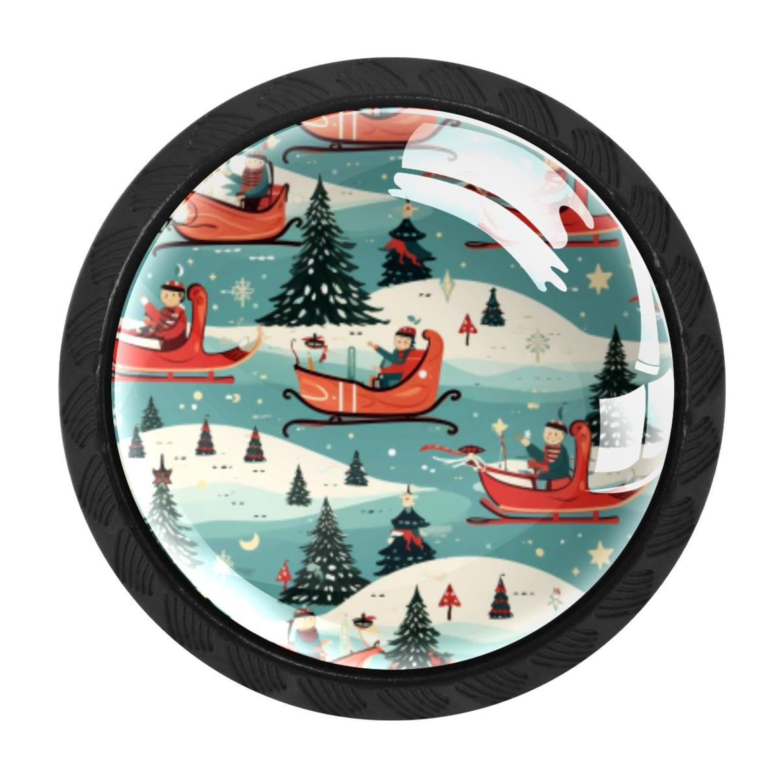 CHENZZZZ 4 Pack Christmas Sleigh Drawer Knob Cabinet Hardware