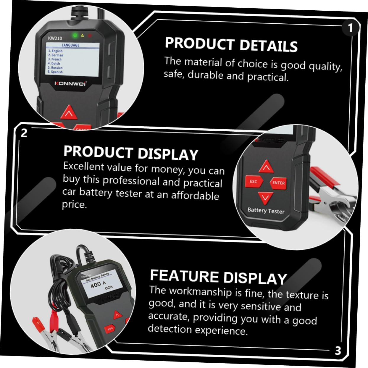12V Car Battery Tester Measurement 100-2000 Auto Battery Testing Tool for Vehicles Compatible Windows XP 7 8 10 Supports Online Upgrade and Data Printing