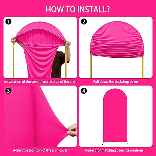 Miniatura 5 de Cubierta superior redonda de arco de 2.6 x 6 pies, soporte de 2 lados para despedida de soltera, día de San Valentín, cumpleaños, decoración de baby