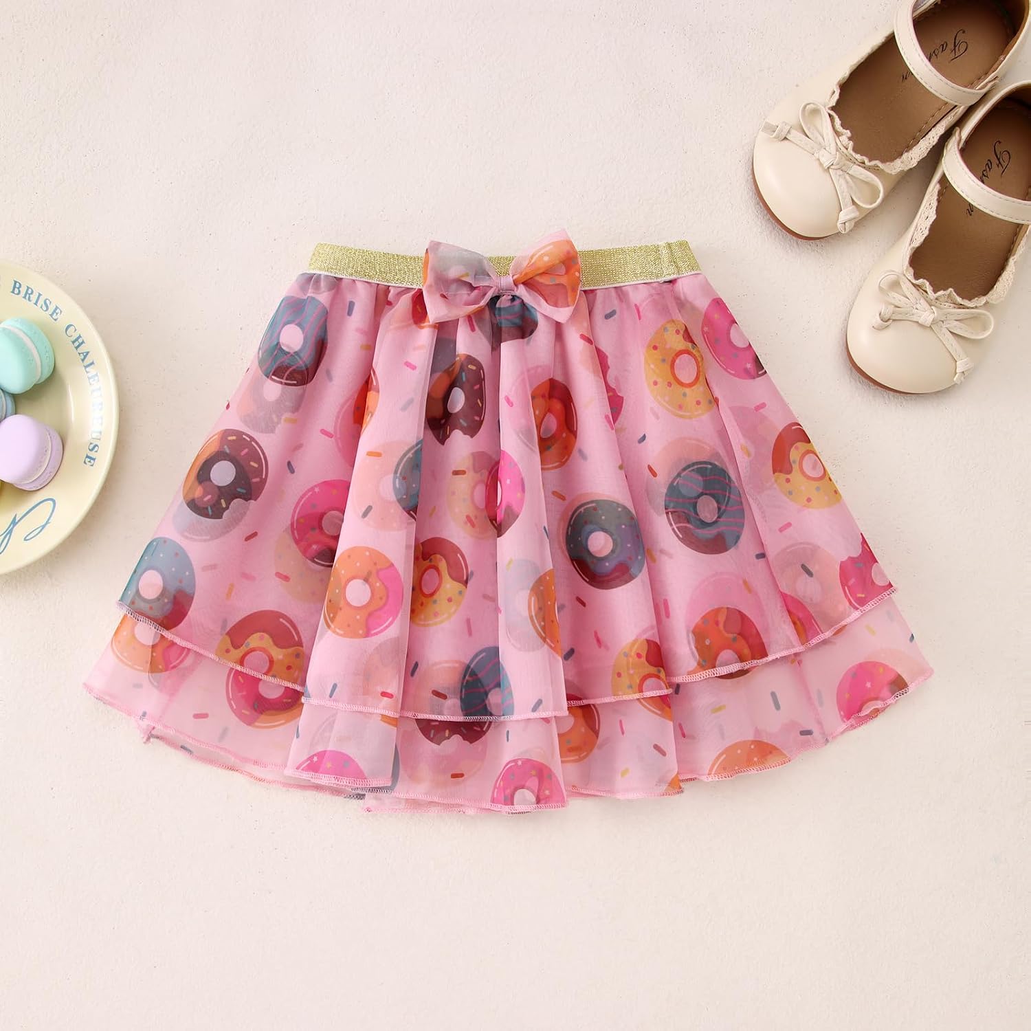 KEKEMI Toddler Girl Birthday Outfits Sweet One Birthday Donuts Print Shirt B-Day Tutu Skirt Set Cake Smash Outfit 2Pcs 1-8Y