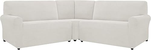 CHUN YI Juego de funda elástica seccional de 3 piezas para sofá de esquina, sillón lavable, universal de repuesto para muebles de sala de estar,