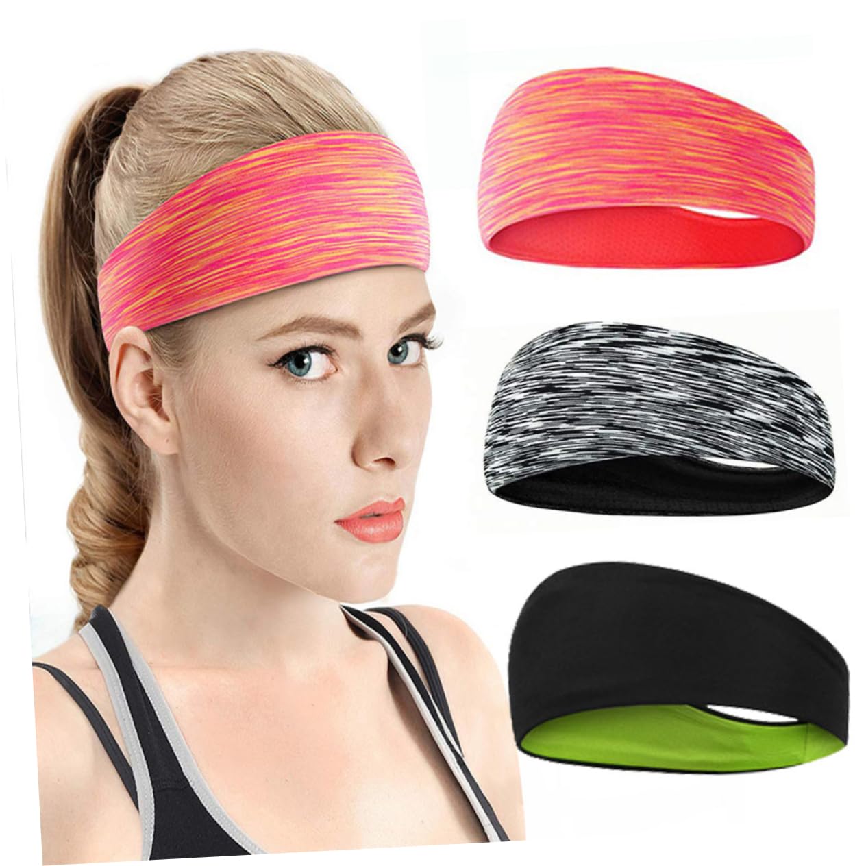 Didiseaon 9piezas Elásticas Absorbentes De Sudor Para y Gimnasio Accesorio y Running Naranja Gris