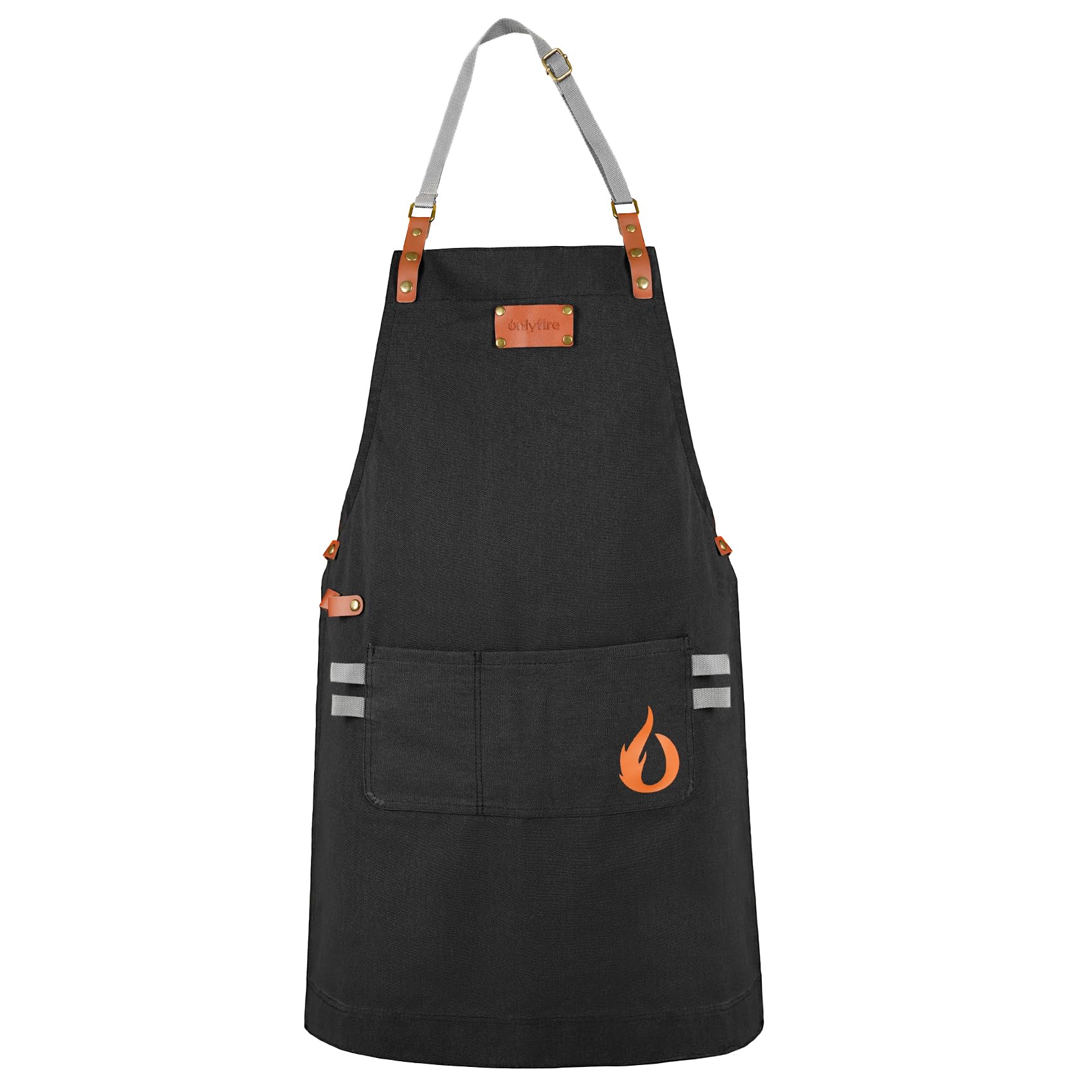 onlyfire Tablier de Barbecue Homme avec 2 Poches, Réglable Étanche Tablier pour BBQ Fête et Jardinage, Cadeaux pour Fête des Pères, Anniversaire et Noël