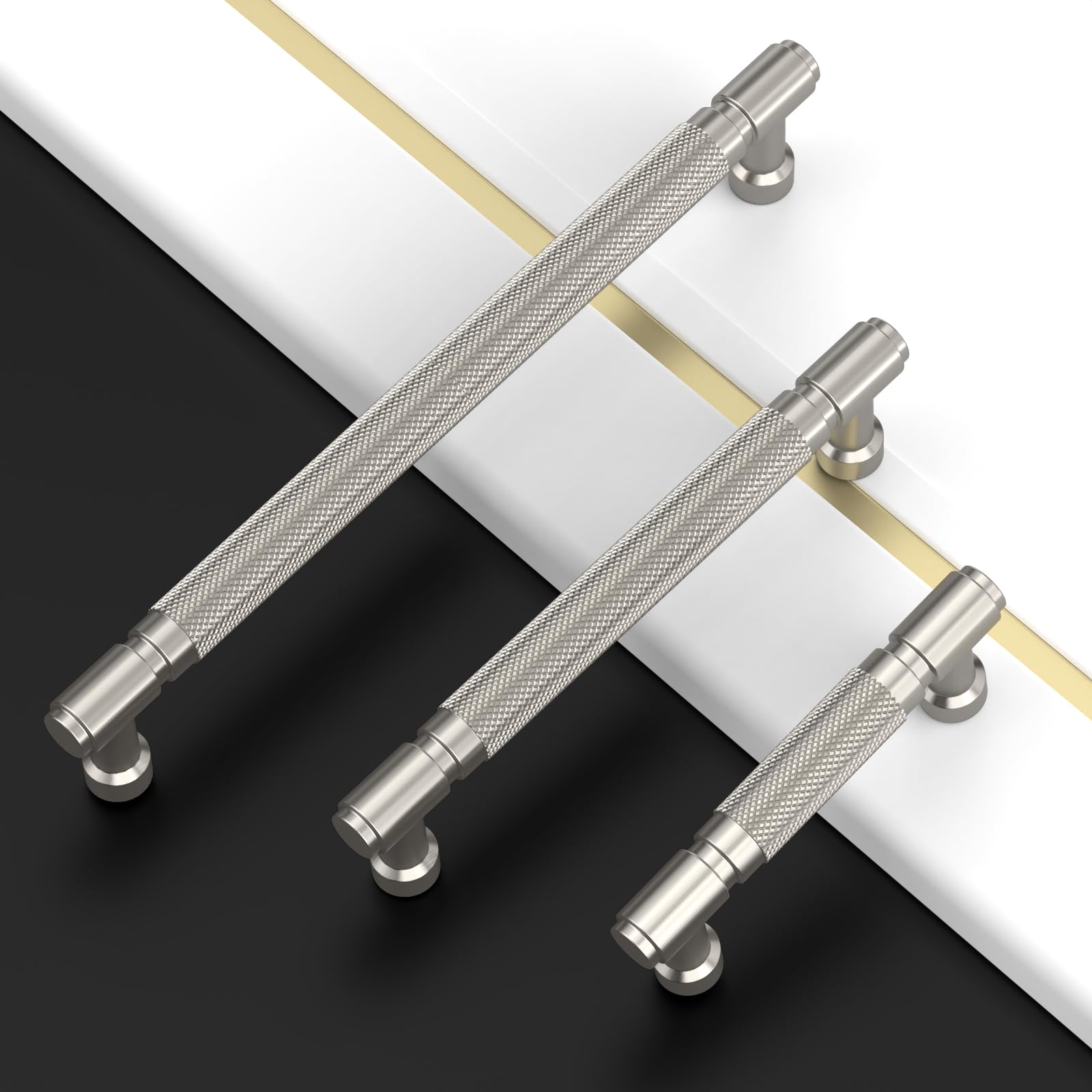 Asidrama 10 Pack 5 Inch(128mm) Brushed Satin Nickel Cabinet Pulls Knurled Kitchen Cabinet Handles, Cabinet Pulls Kitchen Cabinet Hardware for Cupboard Drawer Pulls — Amazon image 6