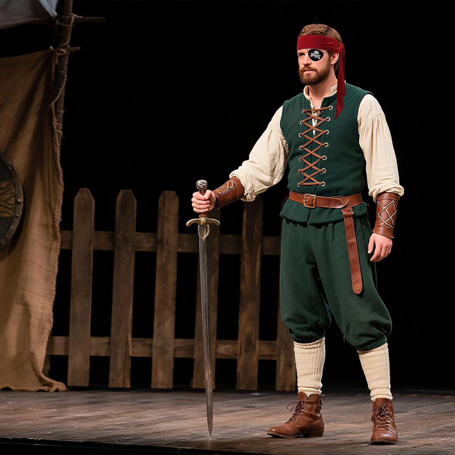 12 PCS Pirate Accessories for Men Women Pirate Bandana Headband Eye Patch Costume Party Favors Supplies for Halloween Night - Image 7