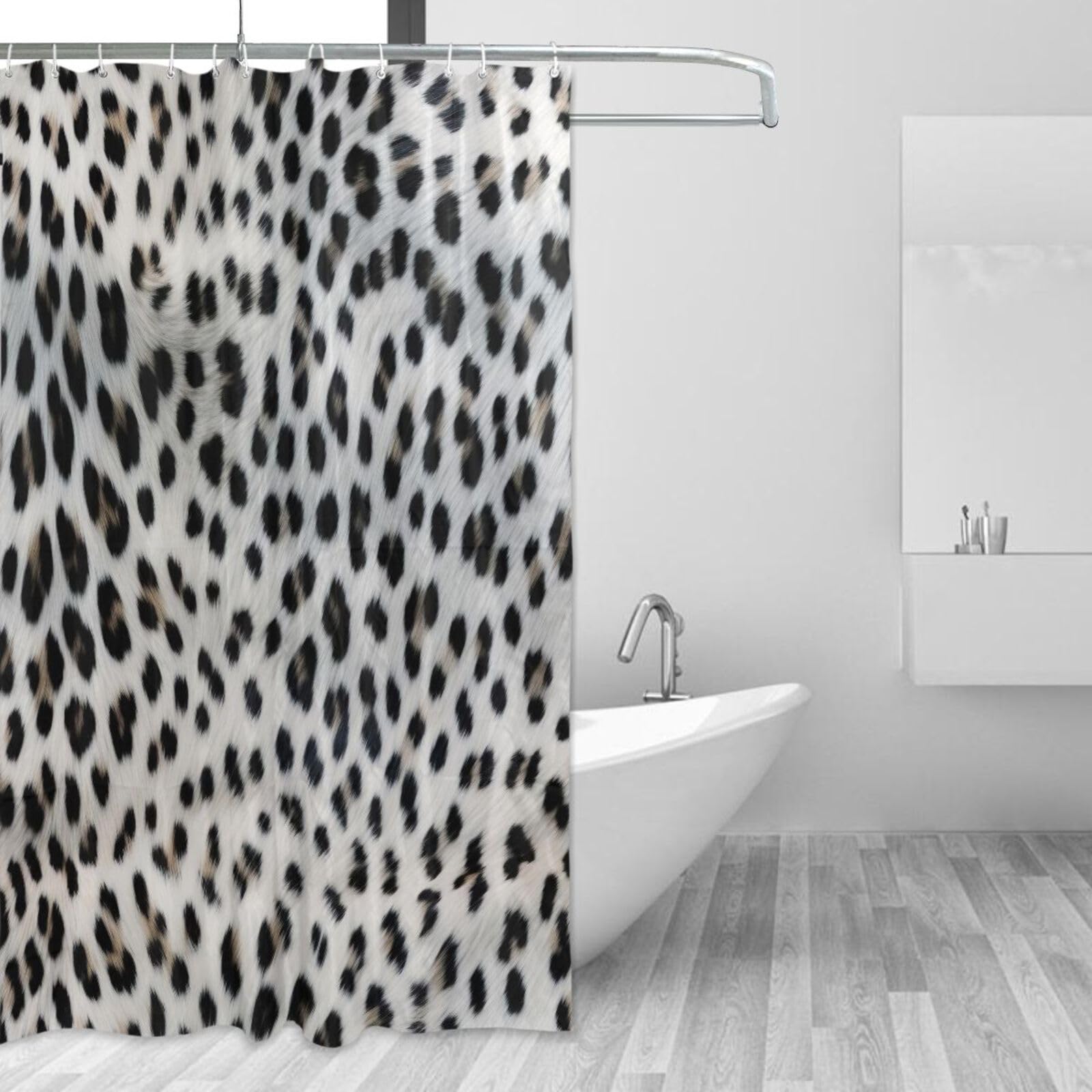Rideau de douche imprimé léopard imperméable et lavable pour en finir avec l'eau au sol