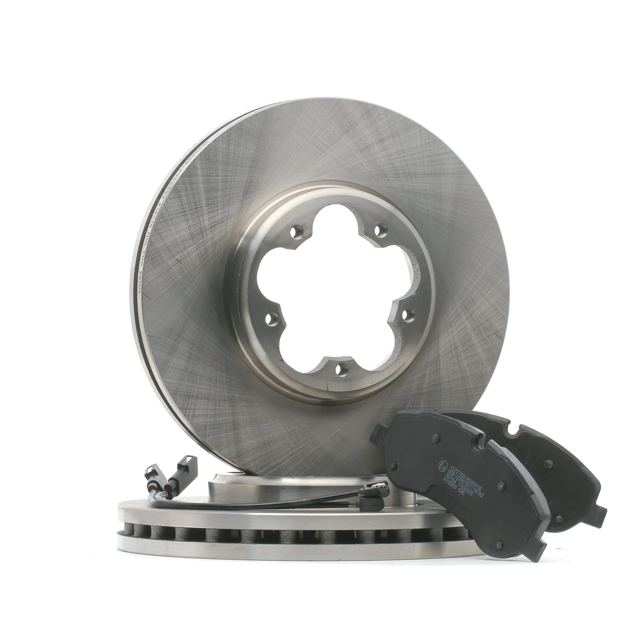 RIDEX 3405B1424 Juego para eje Kit de discos de freno y pastillas Delantero con accesorios sin tornillos Compatible con FORD Transit Custom V362 Furgón FY, FZ
