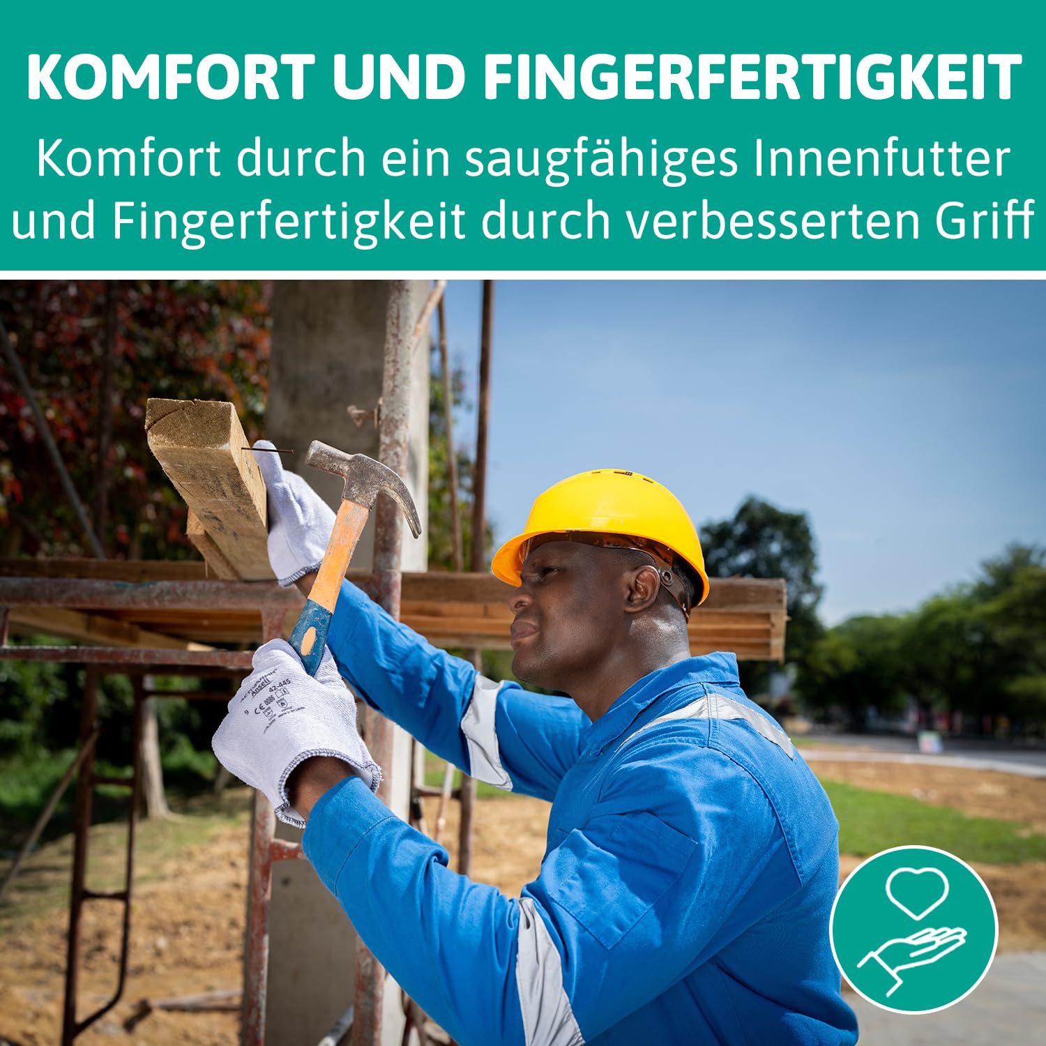 Ansell ActivArmr 42-474, Hitzeschutz Handschuh, Industrielle hitzebeständige Handschuhe, Arbeitshandschuhe mit Filz -Futter und Stulpen, Professionelle Schutz-Handschuhe, 12 Paar, Gr. L