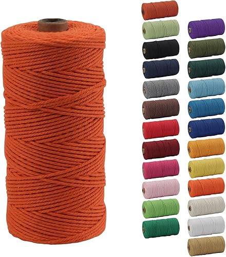 Cordón de macramé de 0.079 pulgadas, cuerda de macramé color POZEAN de 220 yardas (unos 656.2 ft), cuerda de algodón 100% natural para colgar