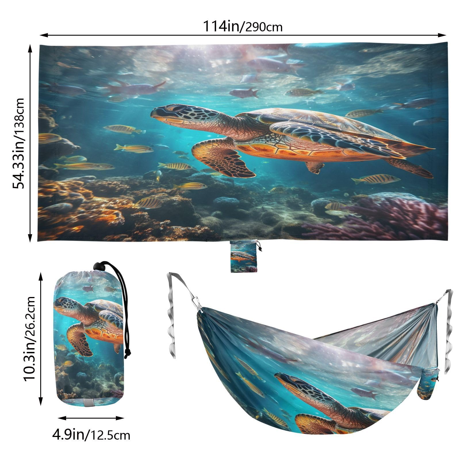 Simpatiche Tartarughe Marine Di Arte Pastello Amaca Portatile per Campeggio,Leggera, Perfetta per Esterni,Escursioni,Spiaggia e Viaggi