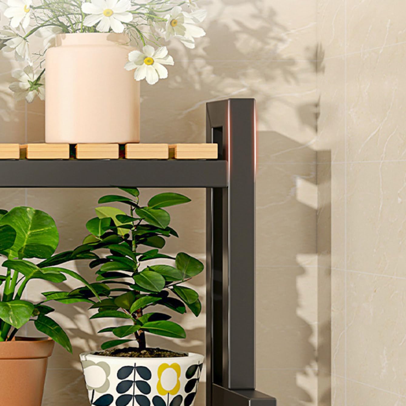 Amazon.co.jp: MJKQ9 フラワースタンド 竹製 花台 3段 プランター