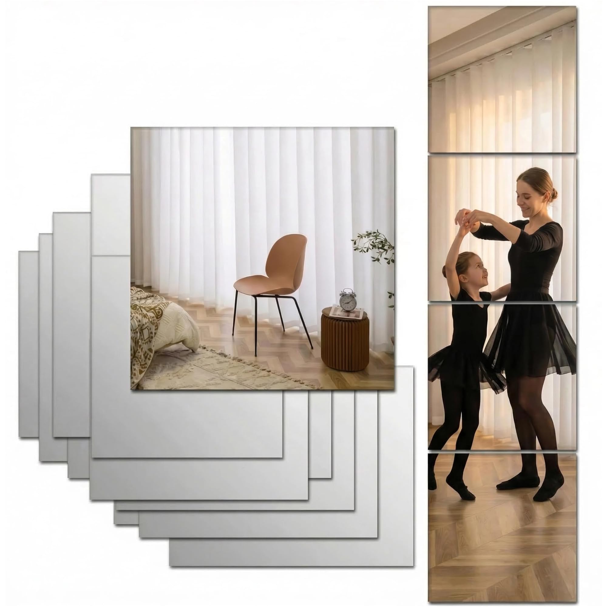 Miroir autocollant 30x40 cm facile à monter sans percer vos murs