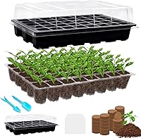 Vista 8 de Halatool Juego de 2 bandejas de iniciación de semillas, paquete de 2 bandejas de germinación con 50 pellets de coco, sistema de germinación