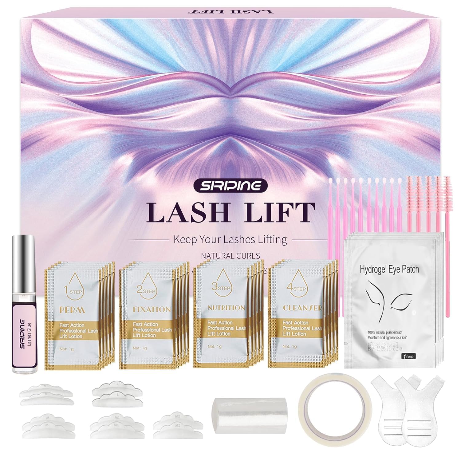 Lash Lift Kit, Eyelash Perm Kit, 5 Sets Lash Perm Kit Eyelash Lift Kit, Eyebrow Lamination Easy for Beginner, Professional Eyelash Curling Lash Extension Set, Home Achieve Semi-Permanent Curling