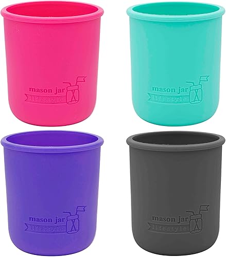 Miniatura 9 de Mason Jar Lifestyle - Pinta de boca ancha de silicona de 16 onzas para proteger la pelota, Kerr y tarros de conservas (rosa baya, paquete de 2)