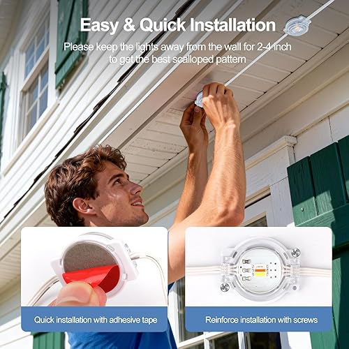 Miniatura 8 de Luces permanentes para exteriores para casa, luces LED RGB de 100 pies con aplicacióncontrol remoto, sincronización de música y escenas de