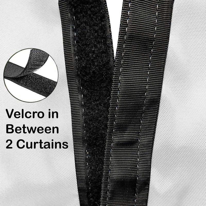 Image of Polyester with PVC Fabric Outdoor Waterproof Curtain with Top Eyelet Protect from AC, Sun, Dust & Rain Used for Balcony, Door & Window (White Color 4.5 X 12 Feet, Pack of 1 Piece)
