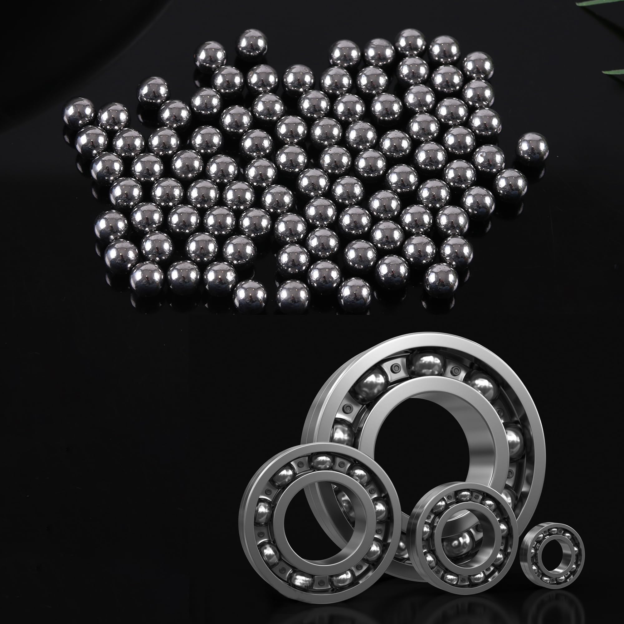 YSDMY 350 sfere di precisione per cuscinetti in acciaio inox, 4/5/6/6,35/8 mm, con cucchiaio di miscelazione, sfere agitatore, kit assortito per biciclette, nastri trasportatori, accessori industriali