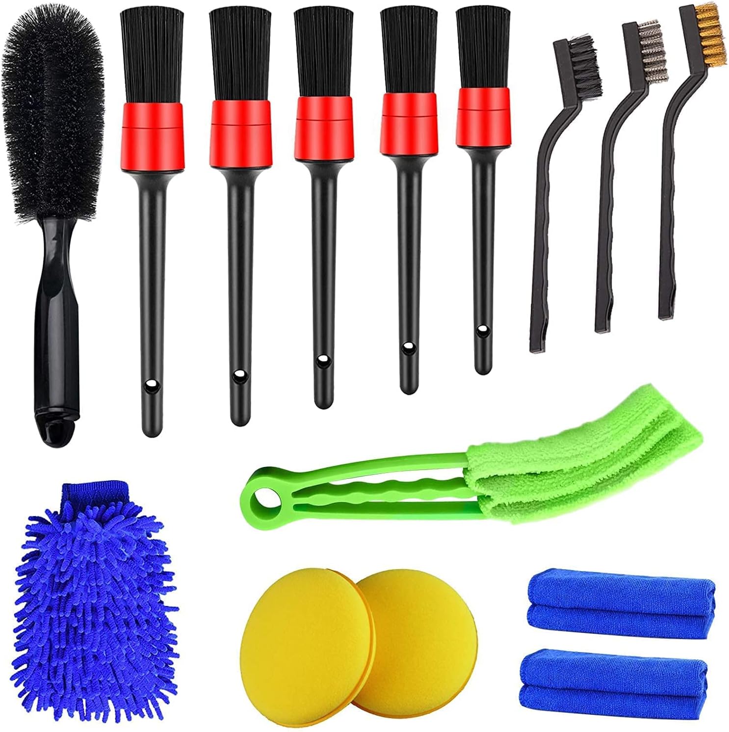 BMLEI 5pcs Car Detailing Brushes Set, Boars Hair Auto Car