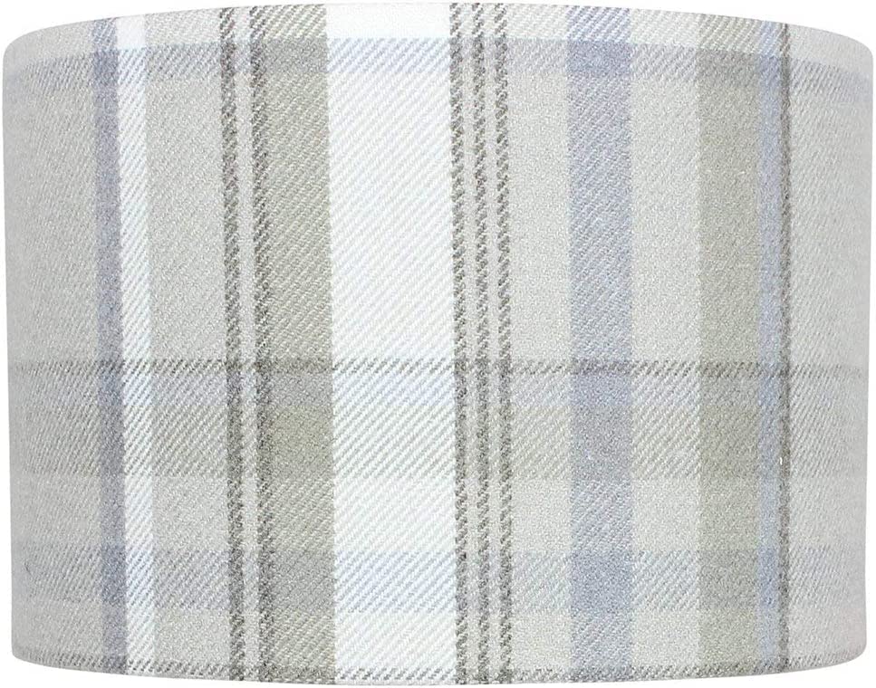 Taupe Elgin Skye Check Drum Lampshade (20 cm Diameter x 18 cm Ceiling Pendant)